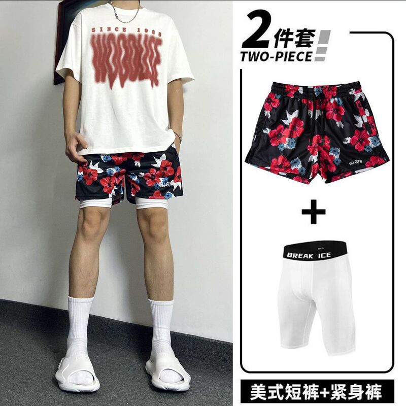 American-Style Knee-Length Sports Lining Shorts Men's Quarter-Length Sports Pants Summer Fitness Running Breathable Quick-Drying Basketball Pants American-Style Knee-Length Sports Lining Shorts Men's Quarter-Length Sports Pants Summer Fitness Running Breathable Quick-Drying Basketball Pants