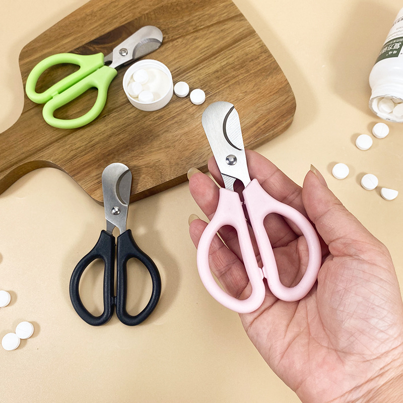Stainless Steel Cigar Cutter 2-in-1 Pill Cutter Portable Cutter with Rubber Ring Cigar Scissors