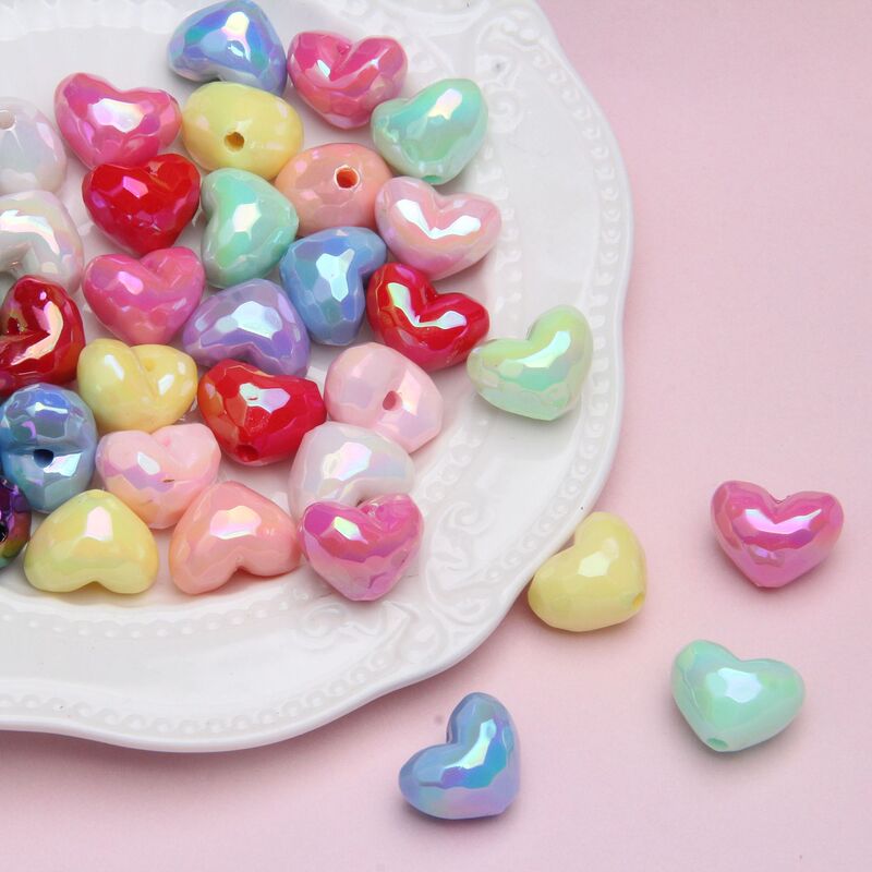 Mobile Phone Chain Beaded Mixed Beaded Handmade Loose Beads Heart Beads Loose Batch DIY Color Plated Jelly Bracelet Beads