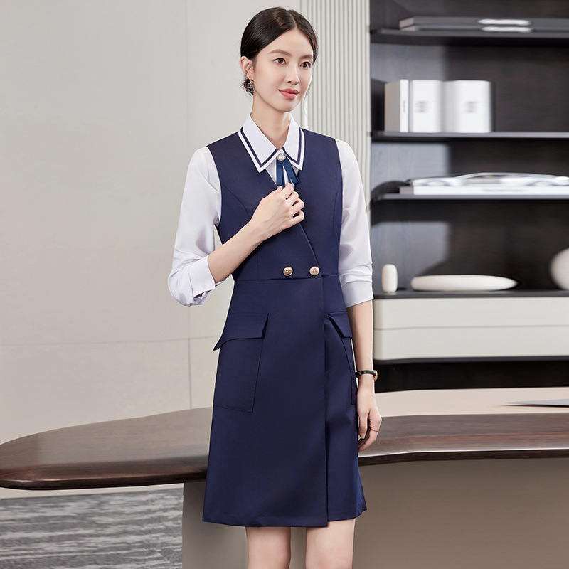 Professional Vest Dress for Women in Autumn and Winter, Elegant Medical Beauty Oral Receptionist Workwear, Beautician Consultation Workwear