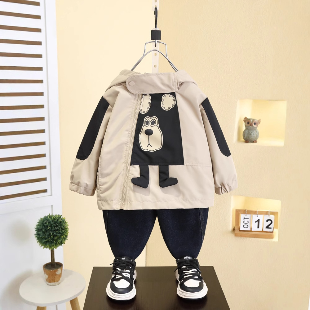 7559 Cortavientos para niños Chaqueta para niños de primavera y otoño 2025 nueva chaqueta coreana de primavera occidental chaqueta delgada