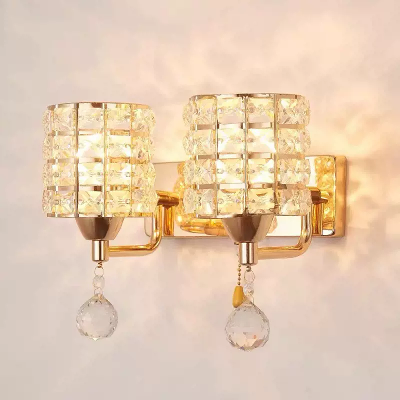 跨境LED水晶壁灯双头轻奢水晶壁灯客厅酒店走廊灯沙发卧室床头灯