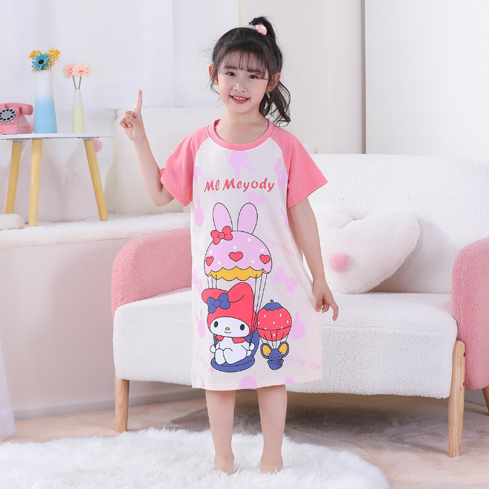 Pijamas infantiles niñas de manga corta verano delgado dibujos animados yu Gui perros niñas de niños mayores set de ropa de bebé