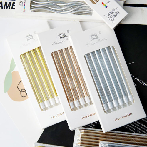 P616 Smokeless Pencil Candle Happy Birthday Color Silver Laser Holiday Anniversary Party Wedding Baking Cake