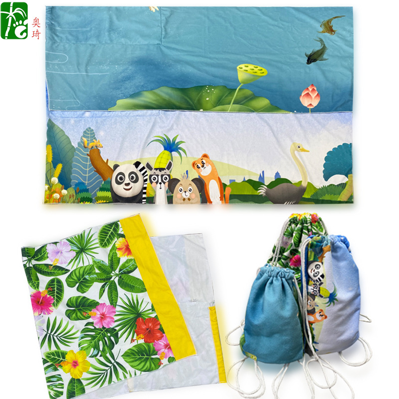 Cross-border Foreign Trade Microfiber Printing Bath Towel Beach Backpack Bath Towel Absorbent And Quick-drying Portable Beach Towel Customization