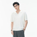 ZF8120-MM简约高智感老钱风短款海鸥领美式休闲针织短袖T恤，男装针织衫/毛衣，星座614