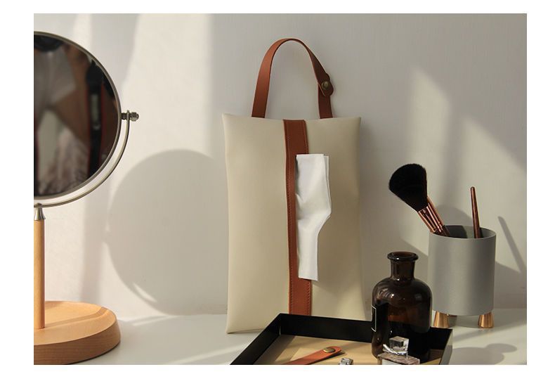 Creative Hanging High-End Car Tissue Bag In-Car Leather Tissue Box Bathroom Toilet Wall-Mounted Tissue Bag