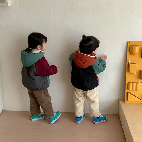 Children's cotton-padded coat reversible thickened quilted boys' clothing winter girls' cotton-padded clothing  new baby cotton-padded jacket