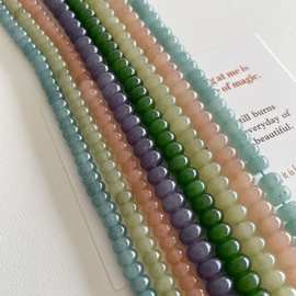 马卡龙算盘珠散珠石英岩玉diy玉石散珠6*4 8*5隔珠配珠做项链批发