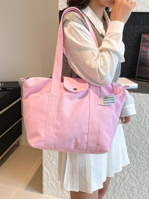 Bolsa de brazo coreana de viento perezoso para mujeres 2025, nuevo bolso simple, bolsa de hombro de gran capacidad, bolsa de lona casual