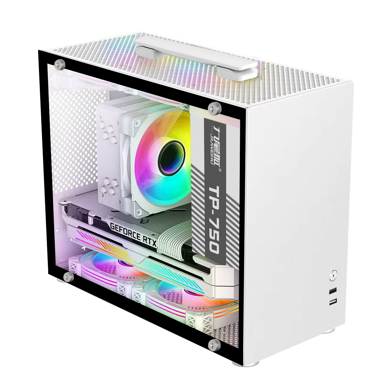 Mini-ITX/MATX PC Case H7 Mini, Side Window Compact Desktop Tower, Black or White