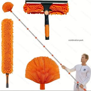 Cross-border Hot Selling Two-in-One Window Cleaning Scraper Wipe Glass Artifact Cleaning Special Double-sided High-rise Glass Wipe