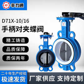 手柄对夹碟阀D71X-16Q/C铸铁手动软密封球磨铸铁阀门DN 80100 125