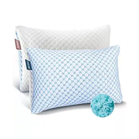 Cross-Border Rectangular Shredded Sponge Memory Foam Bamboo Fiber Ice Silk Pillow Blue Chopped Particle Pillow