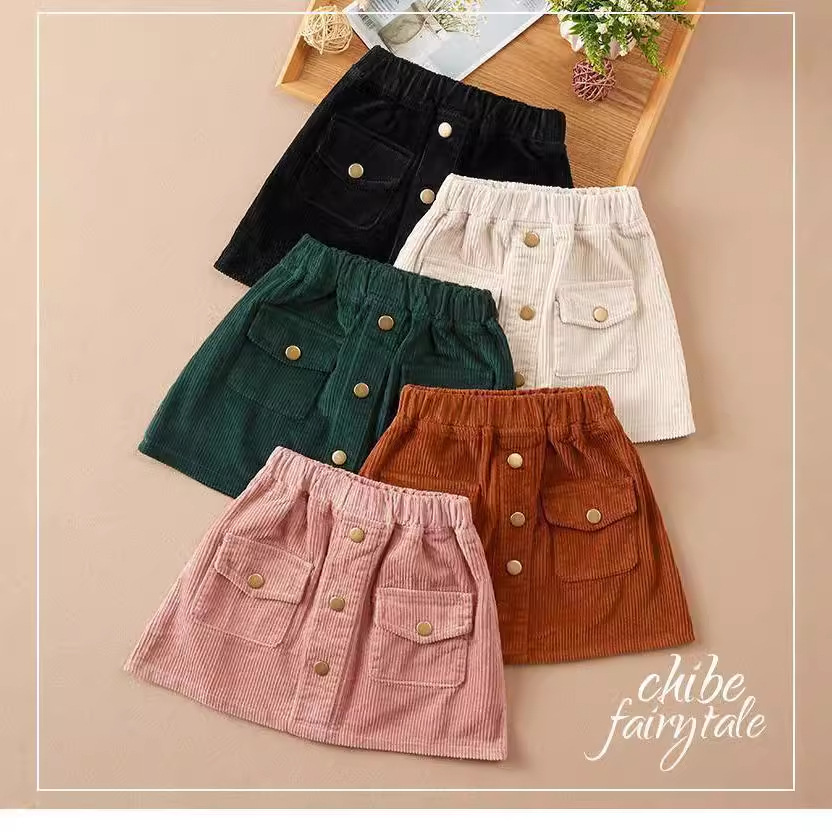 Primavera y otoño de las niñas falda de corto nuevo estilo extranjero de niñas meandruño una falda corta coreana para niños con una falda corta en forma de A