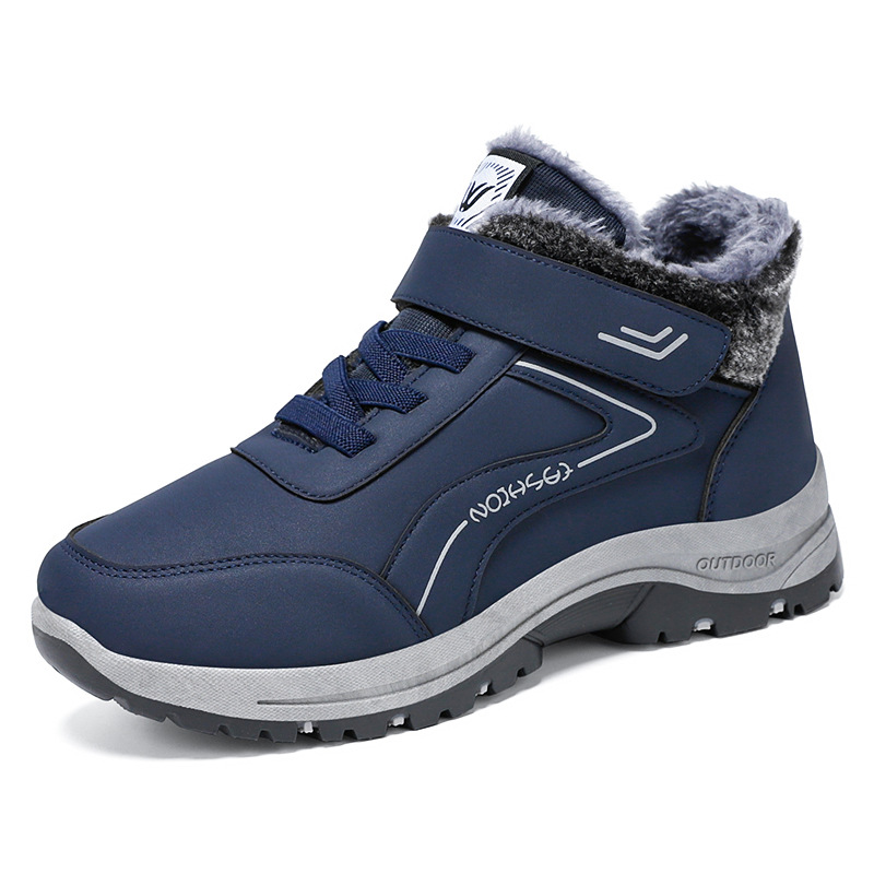 Botas de nieve para hombre otoño e invierno nuevas botas de algodón más botas de terciopelo engrosadas al aire libre para abrigarse, zapatos casuales para caminar, zapatos cálidos de algodón