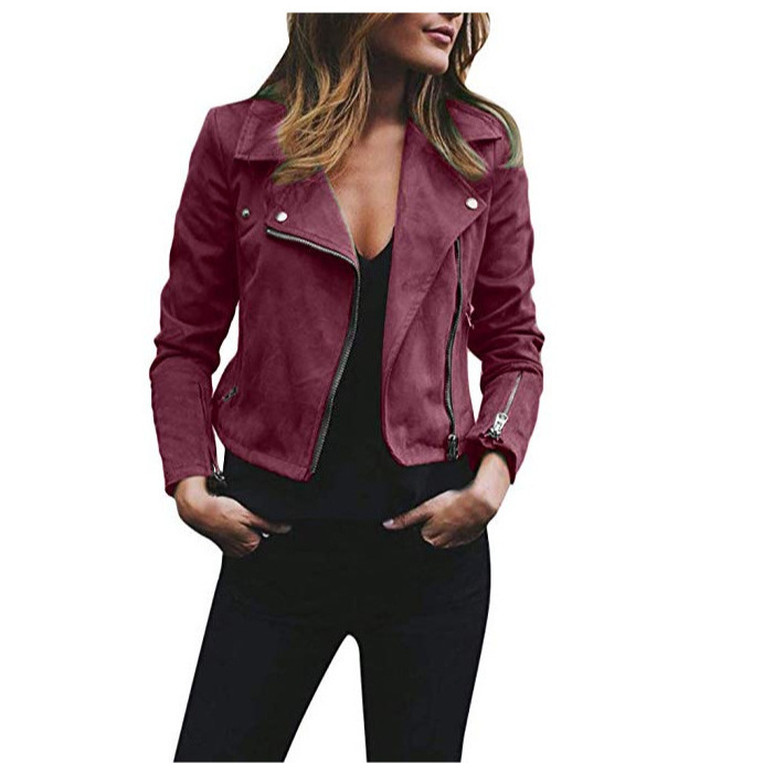 2019wish Amazon AliExpress autumn and winter new women's lapel oblique zipper short women's top