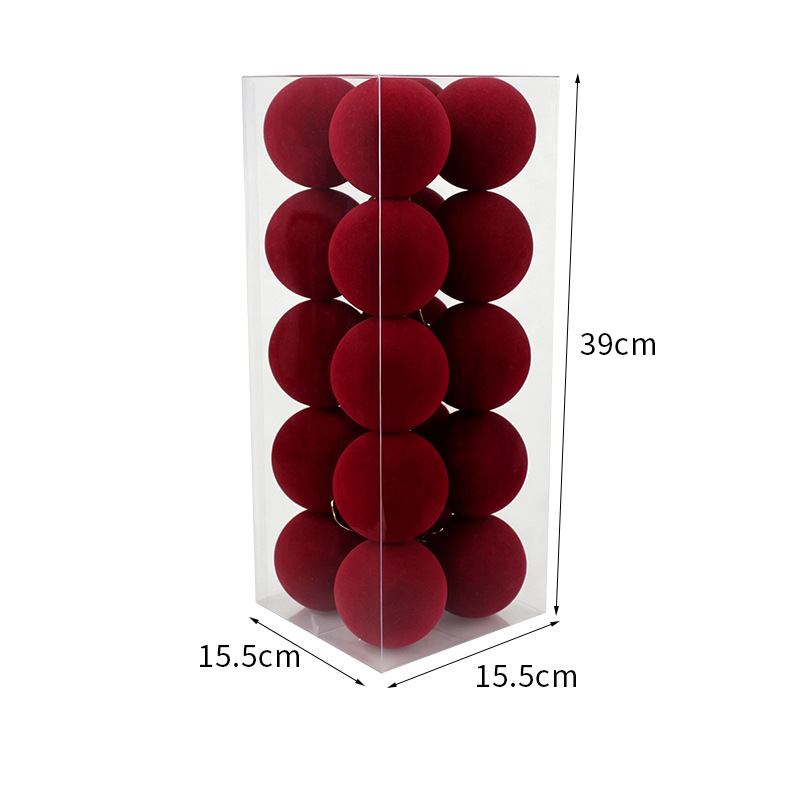 Fábrica tienda floc floc bolas de navidad 8CM / 20pcs caja floc floc bolas de navidad colgantes de bolas de plástico en stock de vacaciones image 8