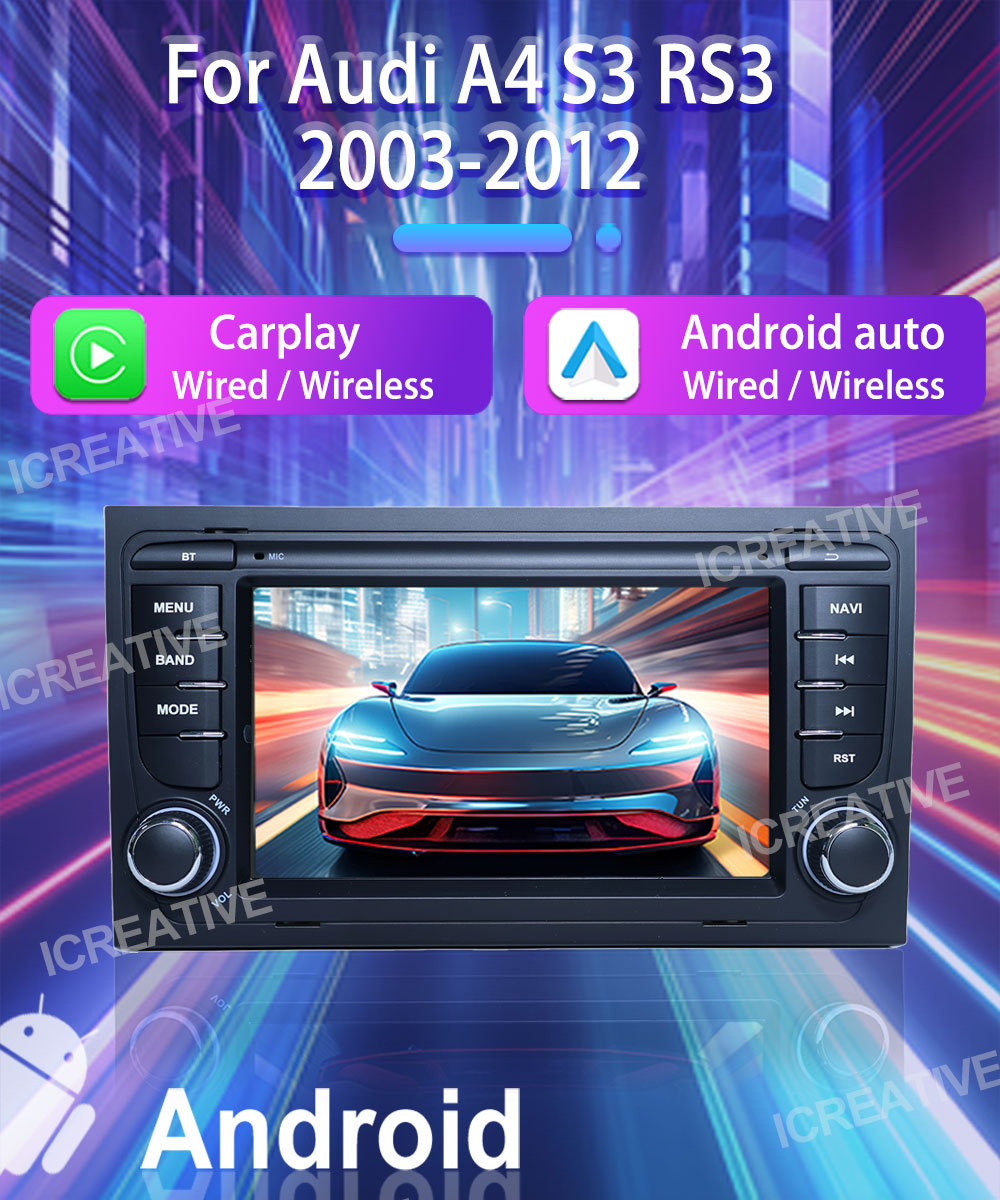 Suitable for 7inch Audi A4 Android Car Gps High-Definition Screen Mp5 Bluetooth Navigation All-In-One Carplay