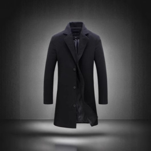 2024 foreign trade woolen coat men's new Korean slim fit long trench coat woolen coat men's wholesale
