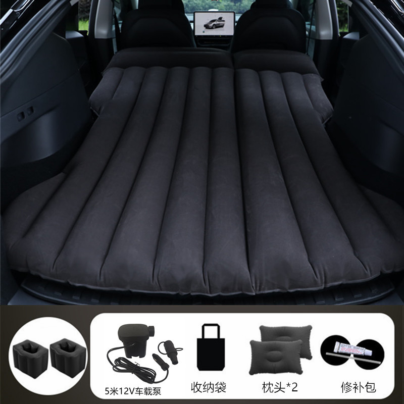 For Tesla Model: Shiyong Vehicle-mounted inflatable bed - black-tesla-model-y-with-5m-12v-car-pump-square-stool