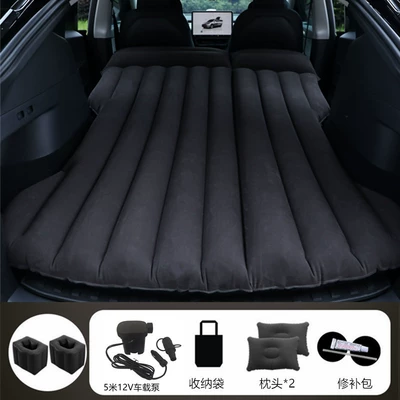 Folding Bed, Camping Mat: Vehicle-mounted inflatable bed - black-tesla-model-y-with-512m-v-car-pump-square-base