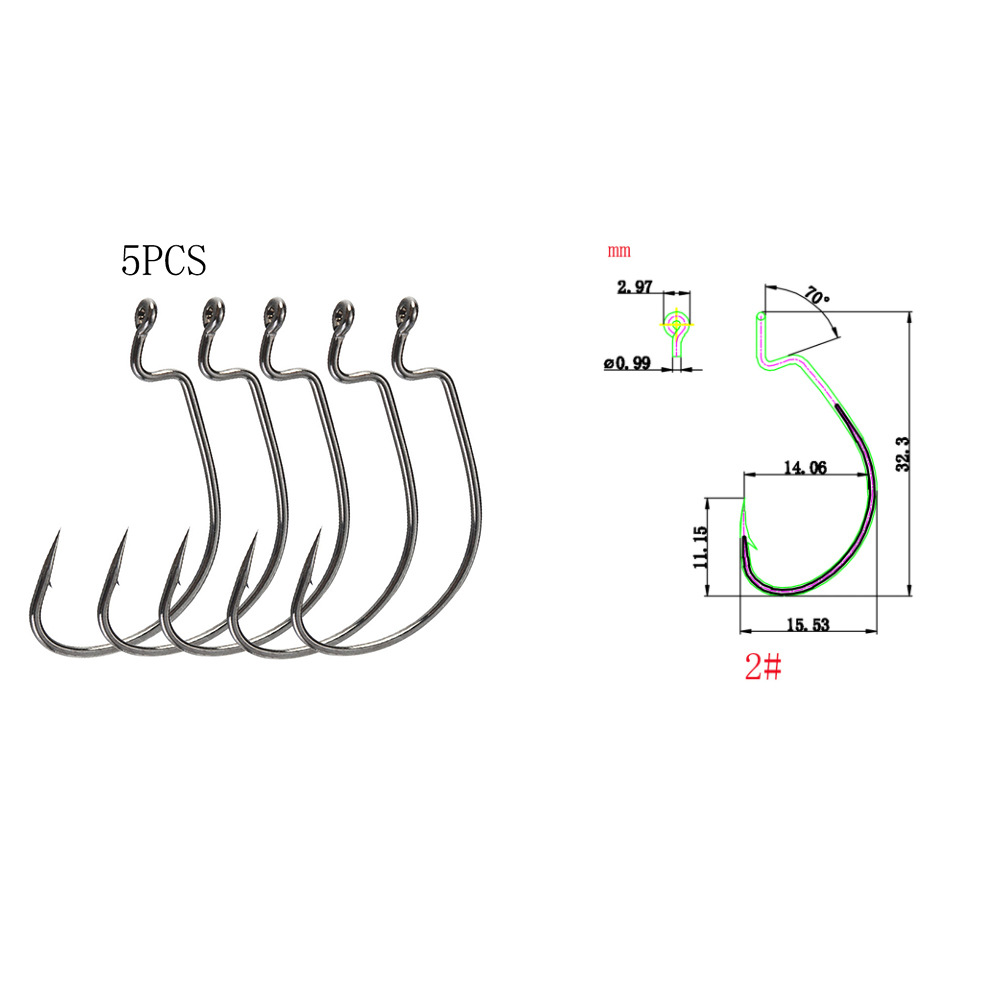 Zman SILENCIADOR Mar Pesca Texas grupo de pesca de mango largo gancho de manivela Gancho de manivela TPR suave cebo reforzado gancho de canal de sangre