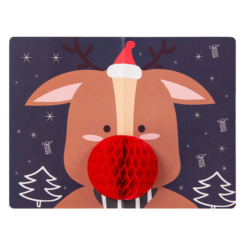 森嶋葉クリスマスグリーティングカード雪だるまクリスマスカードアイデア3D立体漫画プレゼントカード誕生日insビジネス|undefined