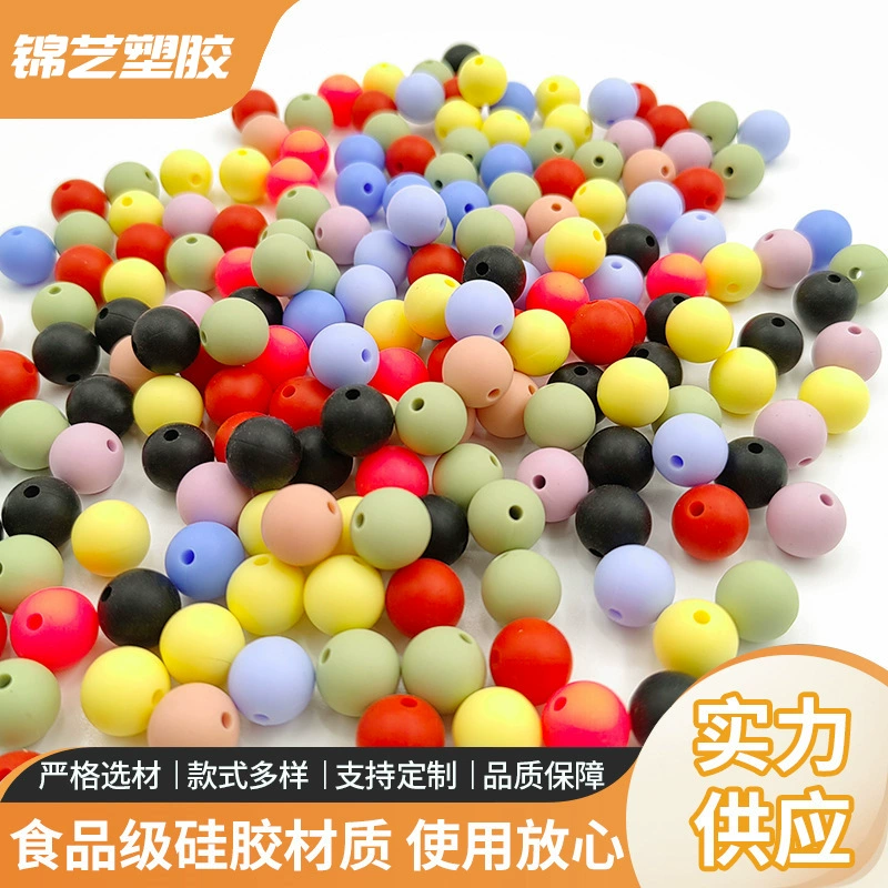 Силиконовые бусины 12 мм, круглые бусины для прорезывания зубов, жевательные, круглые рассыпные бусины, аксессуары для изготовления ожерелий своими руками, устойчивые к укусам