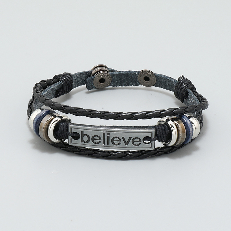 Fashion Letter Pu Leather Leather Metal Patchwork Unisex Bracelets 1 Piece