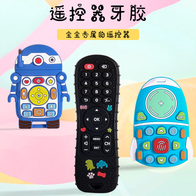 Cross-Border Baby Teething Toy, Food-Grade Silicone, Prevents Thumb Sucking, Soothes Young Babies, Teething Stick, Silicone Remote Control