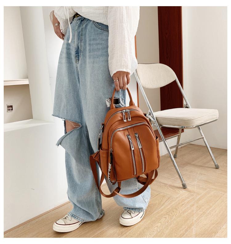 Nihaojewelry Wholesale New Trendy Fashion Soft Leather Messenger Dual-use Backpack display picture 8