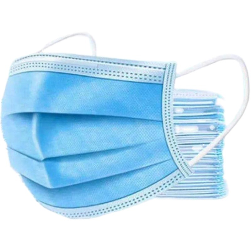 Blue Mask for Adults, Light Blue with Melt-Blown Fabric Inside, Can Be Exported, Factory-Produced and Sold Directly, Flat Ribs Always in Stock