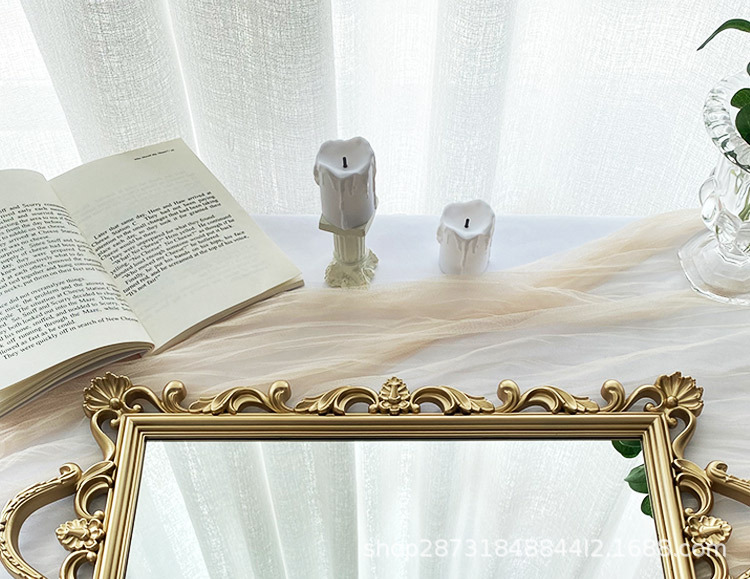 北欧轻奢复古金色收纳托盘方形蛋糕盘玻璃镜面置物盘拍