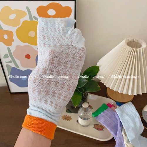 Summer Thin Mesh Cutout Mid-Calf Socks for Women, JK Style, Instagram-Fashionable, Sweet & Versatile, Lightweight Glassy-Silk Socks