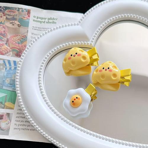 Cute and sweet girl side bangs hair clip spring new cartoon smiley cheese hair clip Japanese style