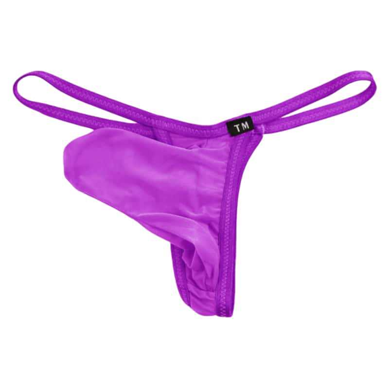Men's Thong with Thin Straps, Elephant Trunk Pouch, Elastic Ice Silk Single Thong Men's Underwear T-Back Ps-25-C08071