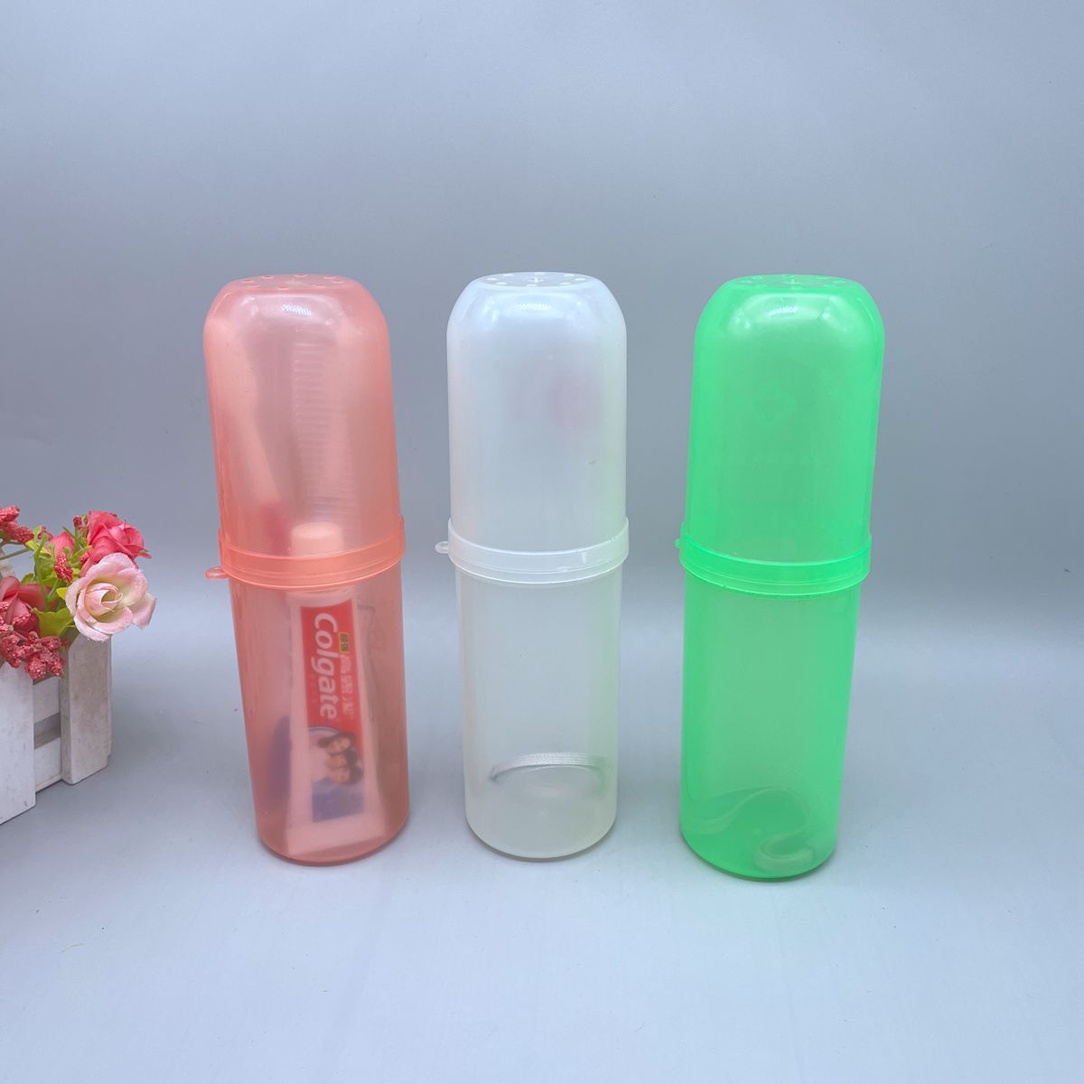 Caja de cepillo de dientes de plástico traje de viaje de tubo regalo de publicidad de pasta de dientes cepillo de dientes portátil taza de lavado LOGO