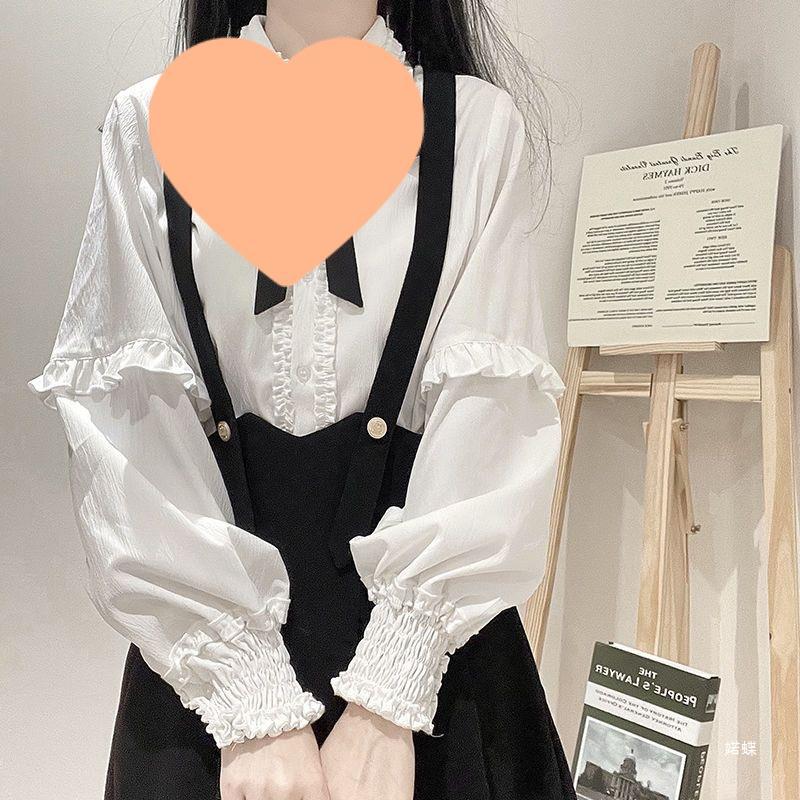 RUODIE 봄과 여름 새로운 유니폼 스트랩밴드 스커트 세트 아카데미 스타일 돛 세트 셔츠 투피스 세트