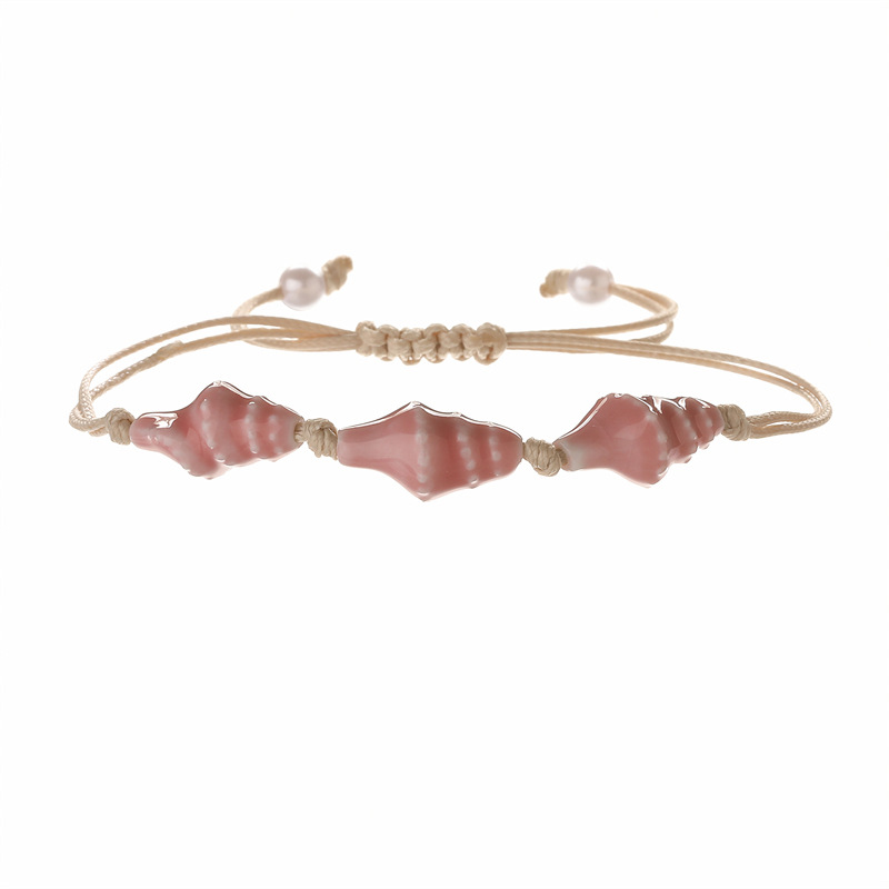 Pulsera de cerámica de caracola pequeña de color europeo y americano transfronterizo, accesorios para niñas frescos y versátiles, pulseras con cuentas, stock de fabricantes