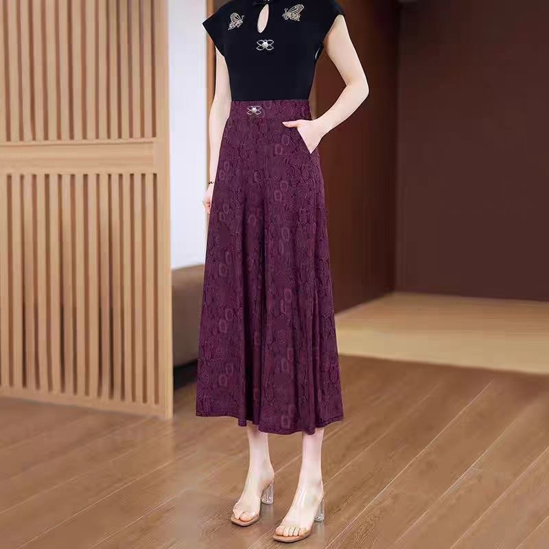 버건디 [프린트 국풍 스커트 팬츠]