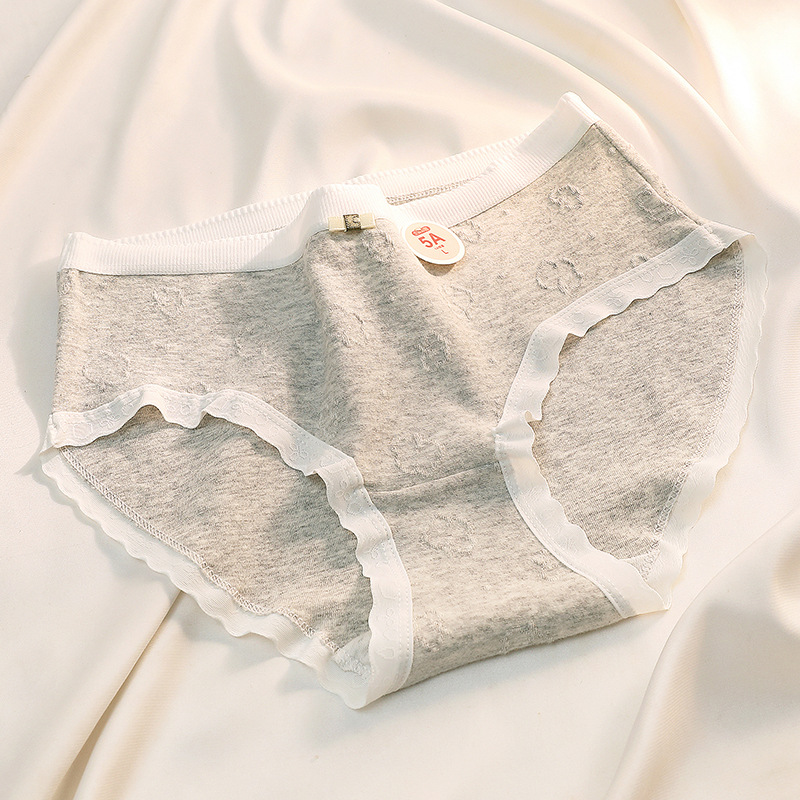 5A ropa interior de mujer de algodón puro crema antibacteriana cintura media alta ropa interior de niña elástica nube jacquard Hip-wrapped calzoncillos de mujer