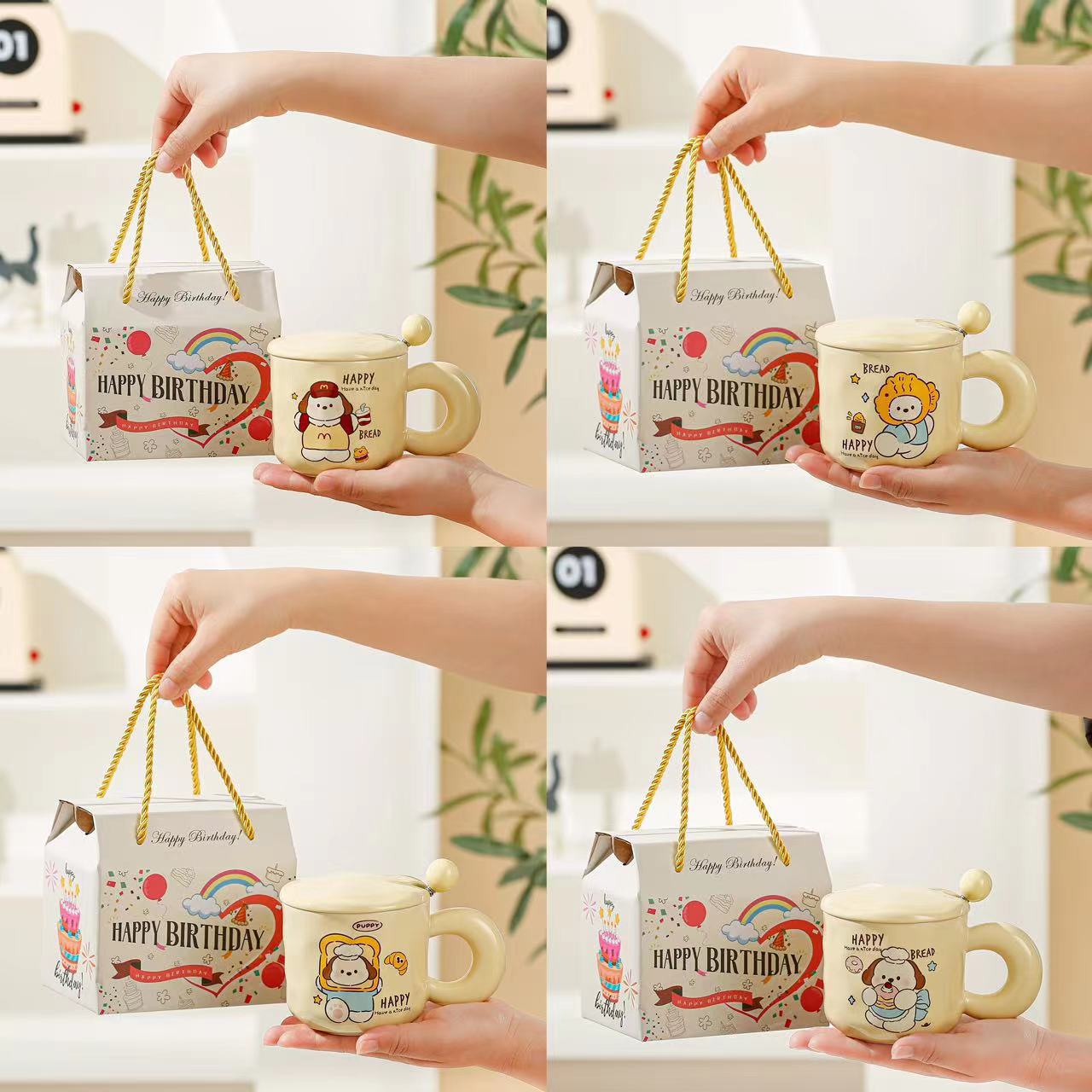 Tazas de logotipo personalizado de dibujos animados tazas de cerámica patrón encantador regalo de regalo de apertura regalo de regalo