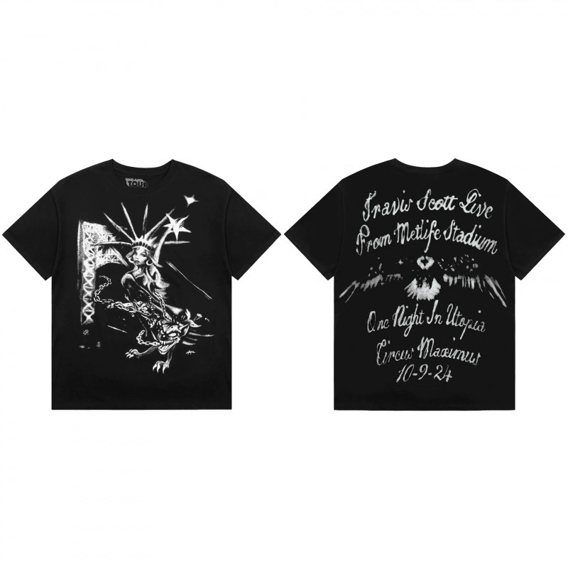 Travis Scott Cactus Jack Модная физиономия Роза стела рисунок повседневная футболка с коротким рукавом
