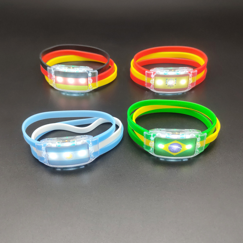 2026世界杯手环可印LOGO硅胶LED国旗手环手腕带比赛球迷助威道具