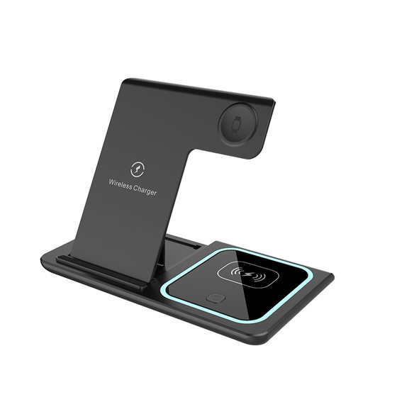 Cross-border three-in-one wireless charging Amazon explosion desktop folding stand mobile phone watch wireless charger fast charging