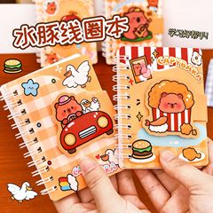 卡皮巴拉魔术贴线圈本学生可爱高颜值笔记本迷你水豚记事本小本子