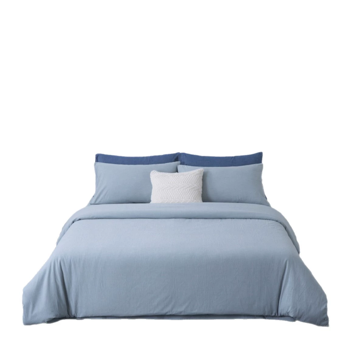 Japanese unprinted style solid color washed cotton three or four piece set, skin-friendly, breathable, naked sleeping grade single and double bedding home textiles