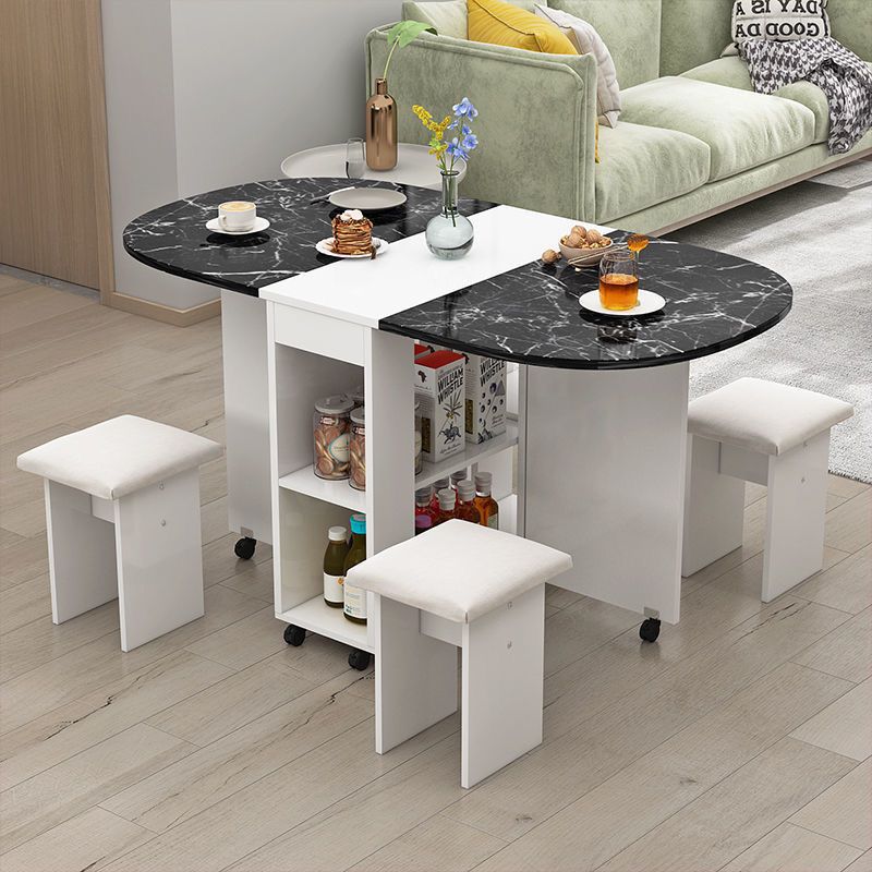 Mesa de comedor plegable doméstica móvil retráctil rectangular simple mesas y sillas multifuncionales de tipo pequeño mesas de comedor combinadas
