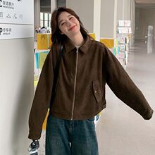 美拉德短款麂皮绒外套女春秋装美式复古慵懒chic又酷又飒皮衣夹克